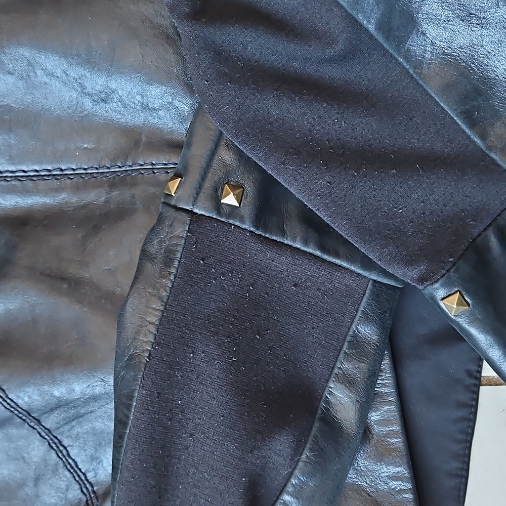 BCBGMaxAzria Black Studded Leather Jacket [Size M] - Picture 10 of 13